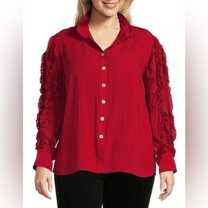 JOHN MARK Wire Collar Ruffle Sleeve Top Shirt Jacket